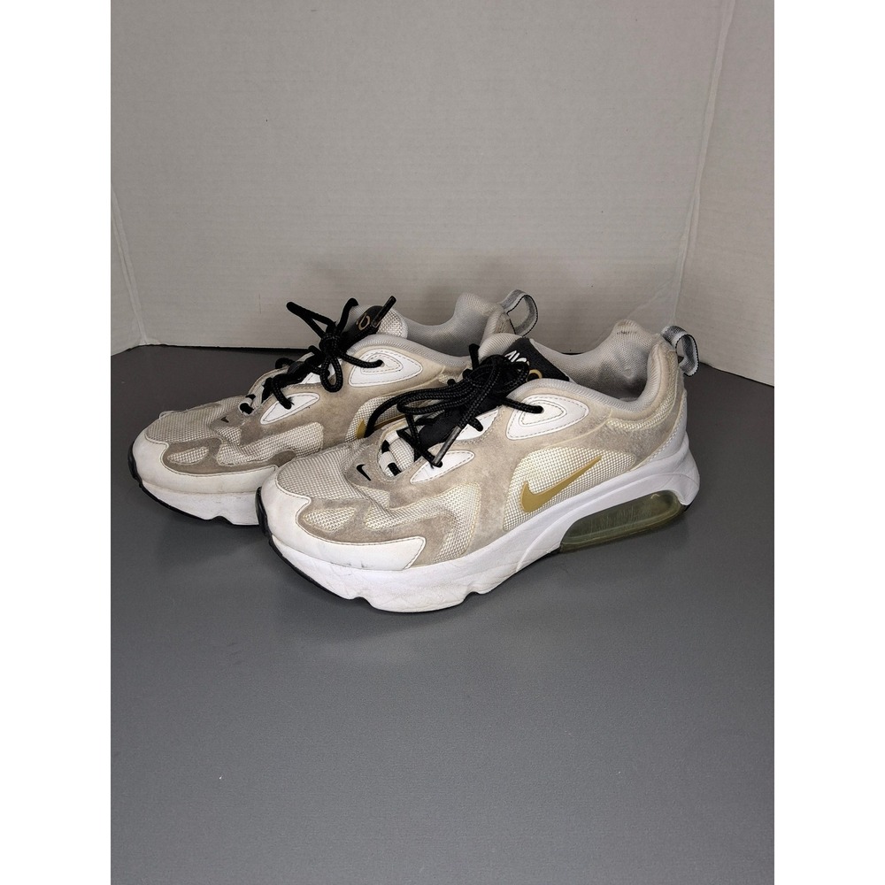 Nike Air Max 200 Womens White Black Gold Sneakers AT6175-102 Size 7